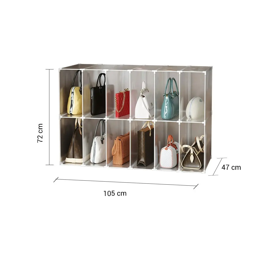 Soga 12-Cube Portable Bag Box Foldable Cubby DIY Organiser Tote Clutch Purse Space Saving Shelf Cabinet