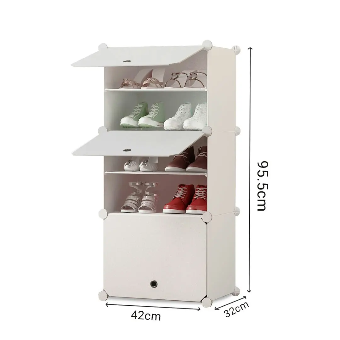 Soga 5 Tier White Shoe Rack Organizer Sneaker Footwear Storage Stackable Stand Cabinet Portable Wardrobe with Cover