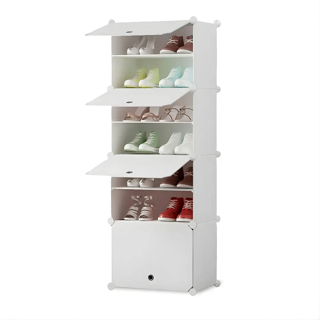 Soga 7 Tier White Shoe Rack Organizer Sneaker Footwear Storage Stackable Stand Cabinet Portable Wardrobe with Cover