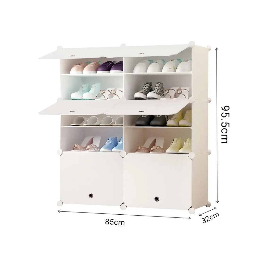 Soga 5 Tier 2 Column White Shoe Rack Organizer Sneaker Footwear Storage Stackable Stand Cabinet Portable Wardrobe with Cover