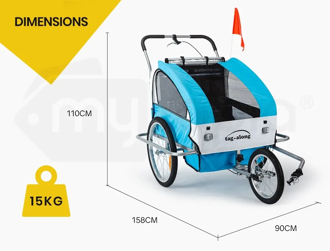 Tag-Along Kids Bike Trailer Child Bicycle Pram Stroller Children Jogger Blue