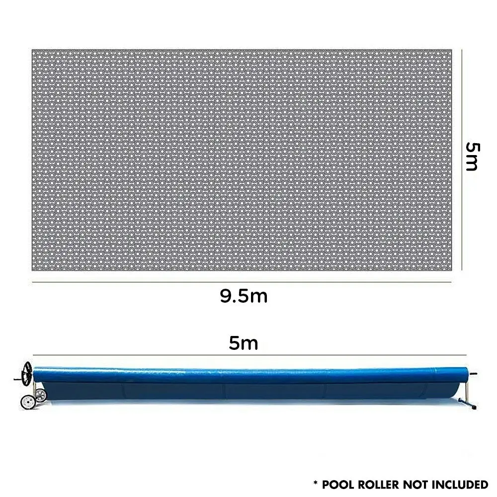 Aurelaqua Swimming Pool Cover 400 Micron Outdoor Solar Blanket Bubble Thermal Blue 9.5x5m