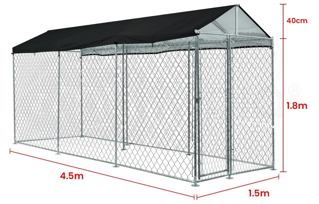 NeataPet 4.5x1.5m Dog Enclosure Pet Playpen Outdoor Wire Cage Puppy Fence with Cover Shade