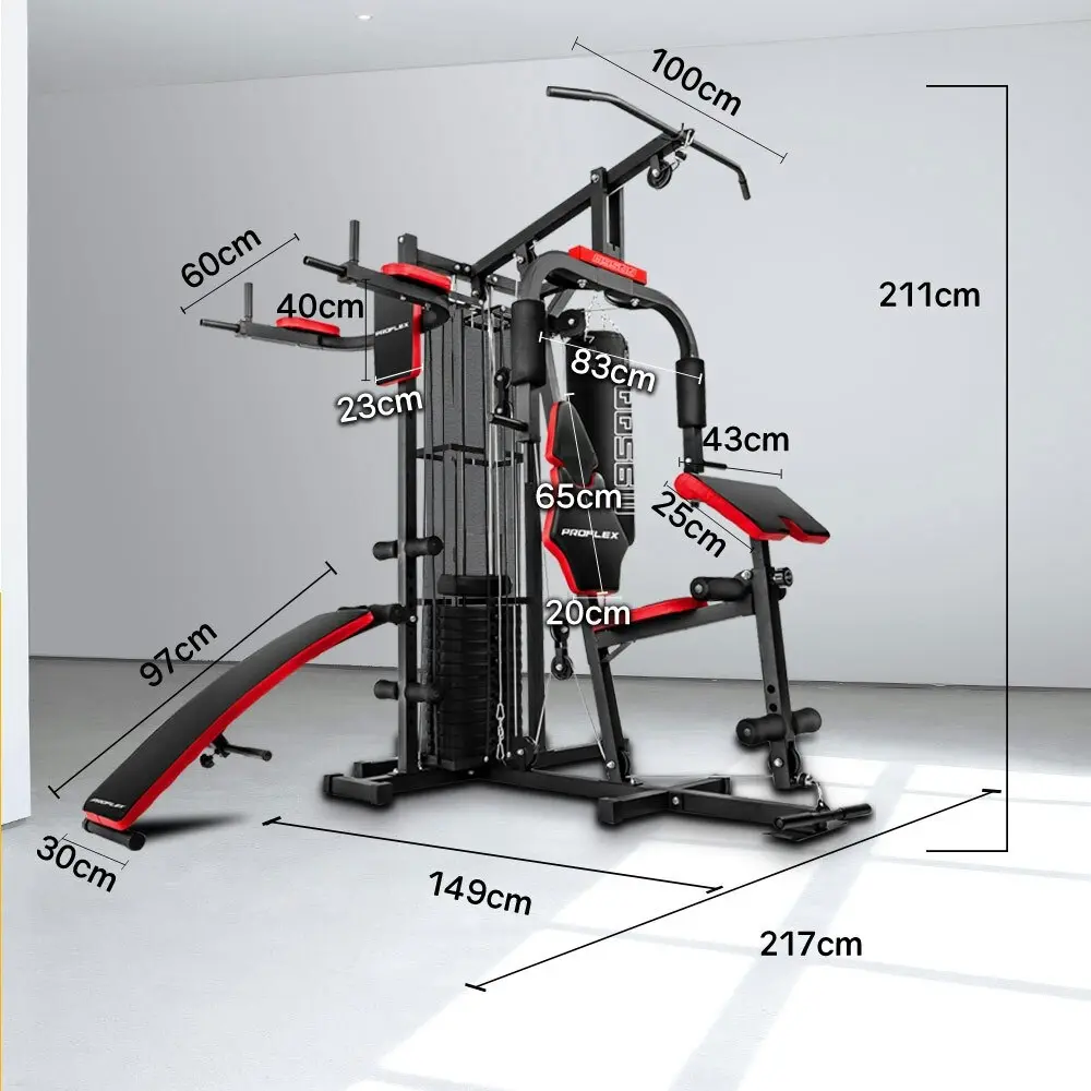 Proflex Home Gym Exercise Machine Fitness Equipment Weight Bench Press Set 148lbs