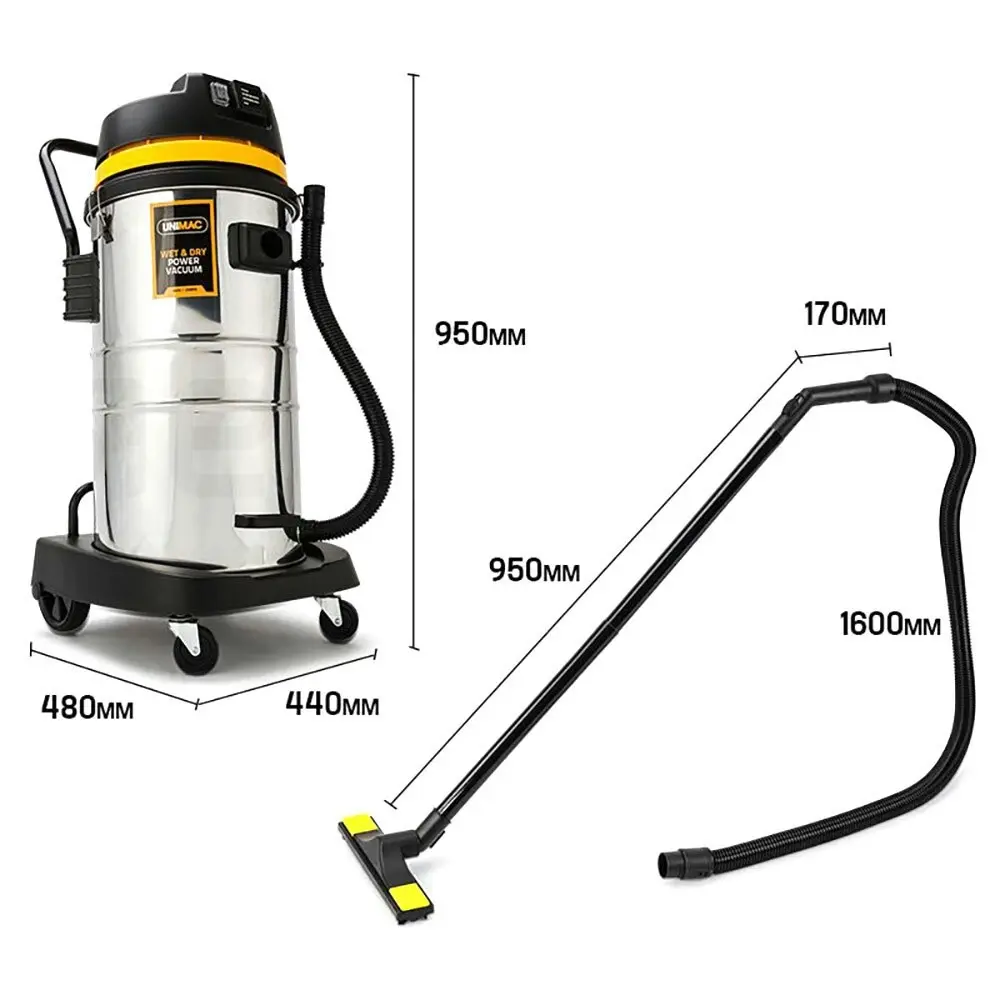 Unimac 60L Wet and Dry Vacuum Cleaner Bagless Commercial Industrial Grade Drywall Vac 2000W