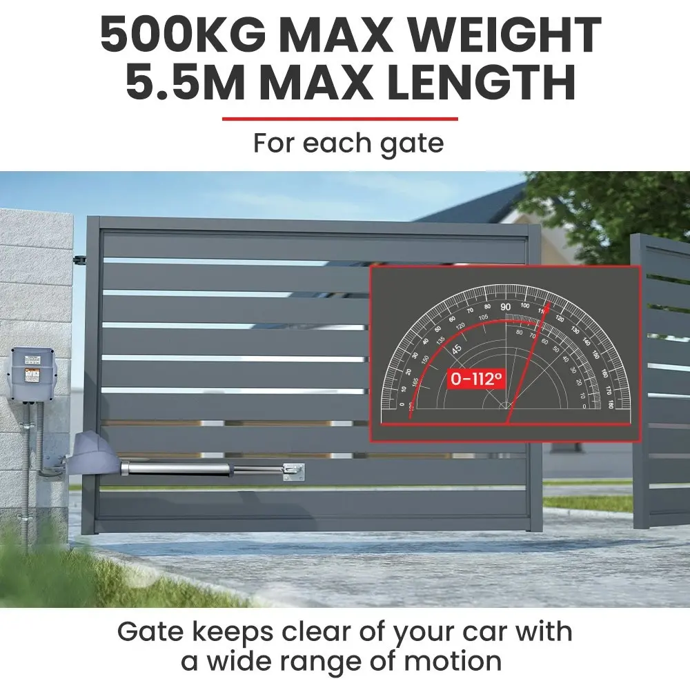 E-Guard Automatic Electric Gate Opener Double Swing Arm Kit, 3x Remote Controllers