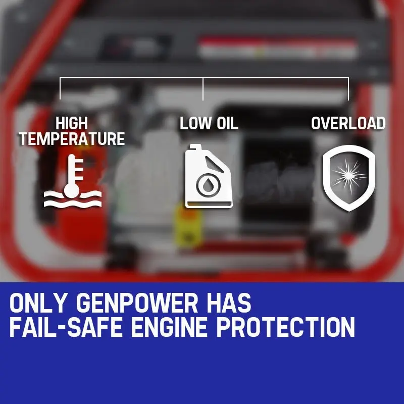 Genpower Portable Petrol Generator 4.2kW Max 3kW Rated Single-Phase 208CC 4 Stroke - Open Frame