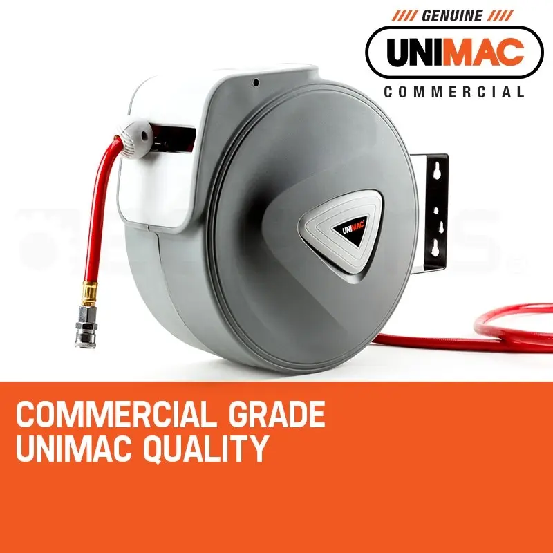 Unimac 20m Retractable Air Hose Reel Compressor Wall Mounted Auto Rewind