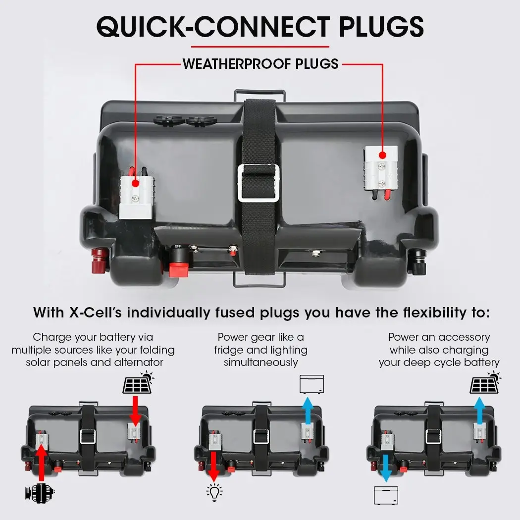 X-Cell Deep Cycle Battery Box Marine Storage Case 12v Camper Camping Boat Power