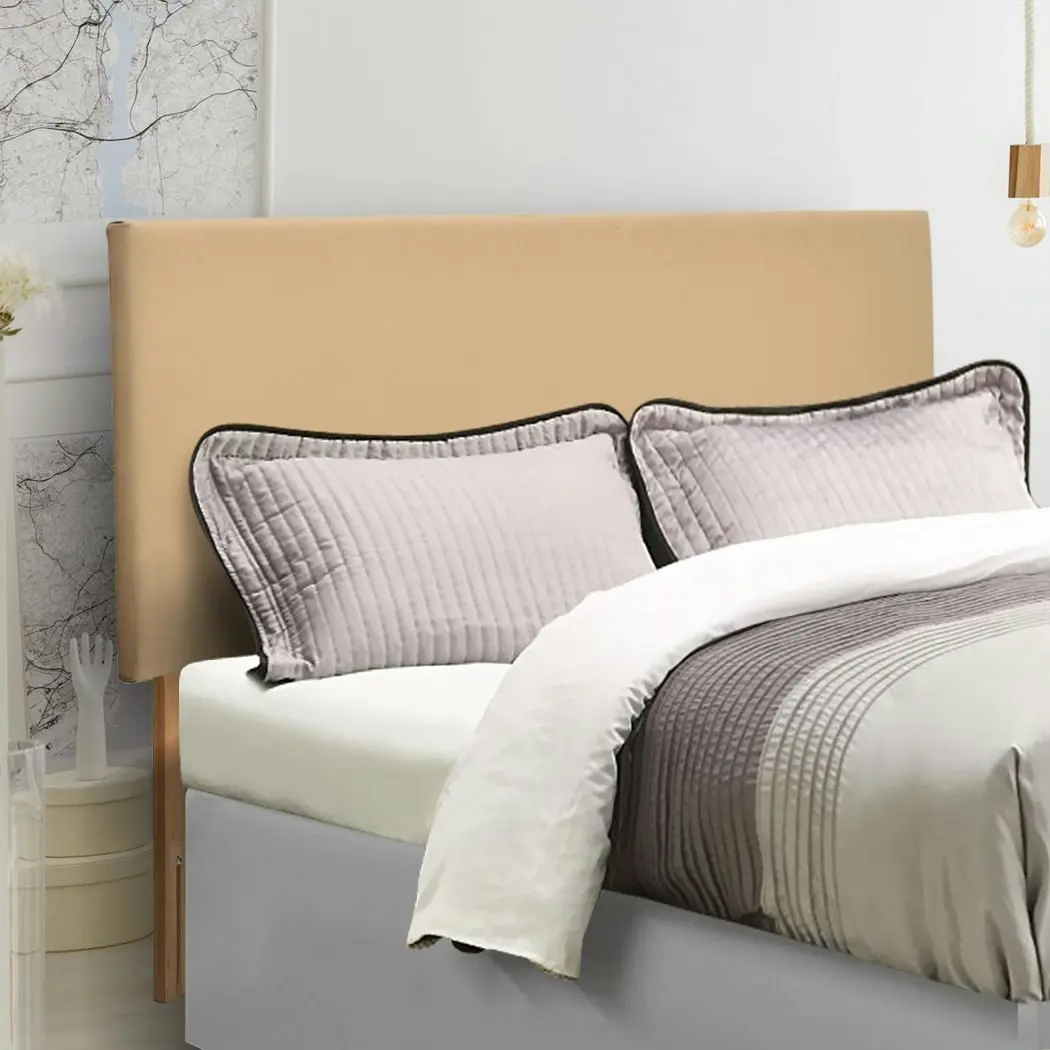 PU Leather Bed Headboard with Wooden Legs in King Size in Cream Colour