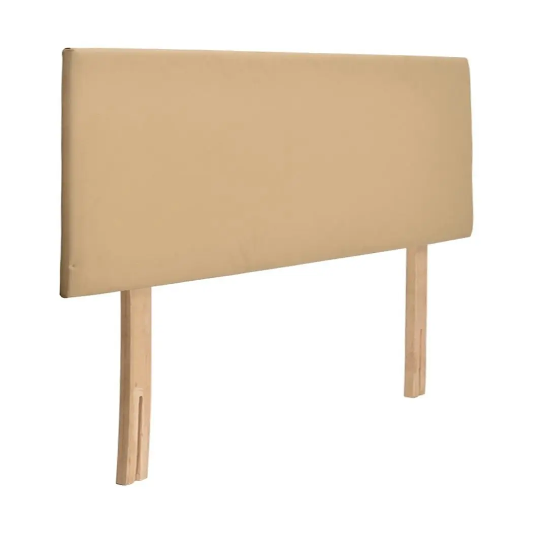 PU Leather Bed Headboard with Wooden Legs in King Size in Cream Colour