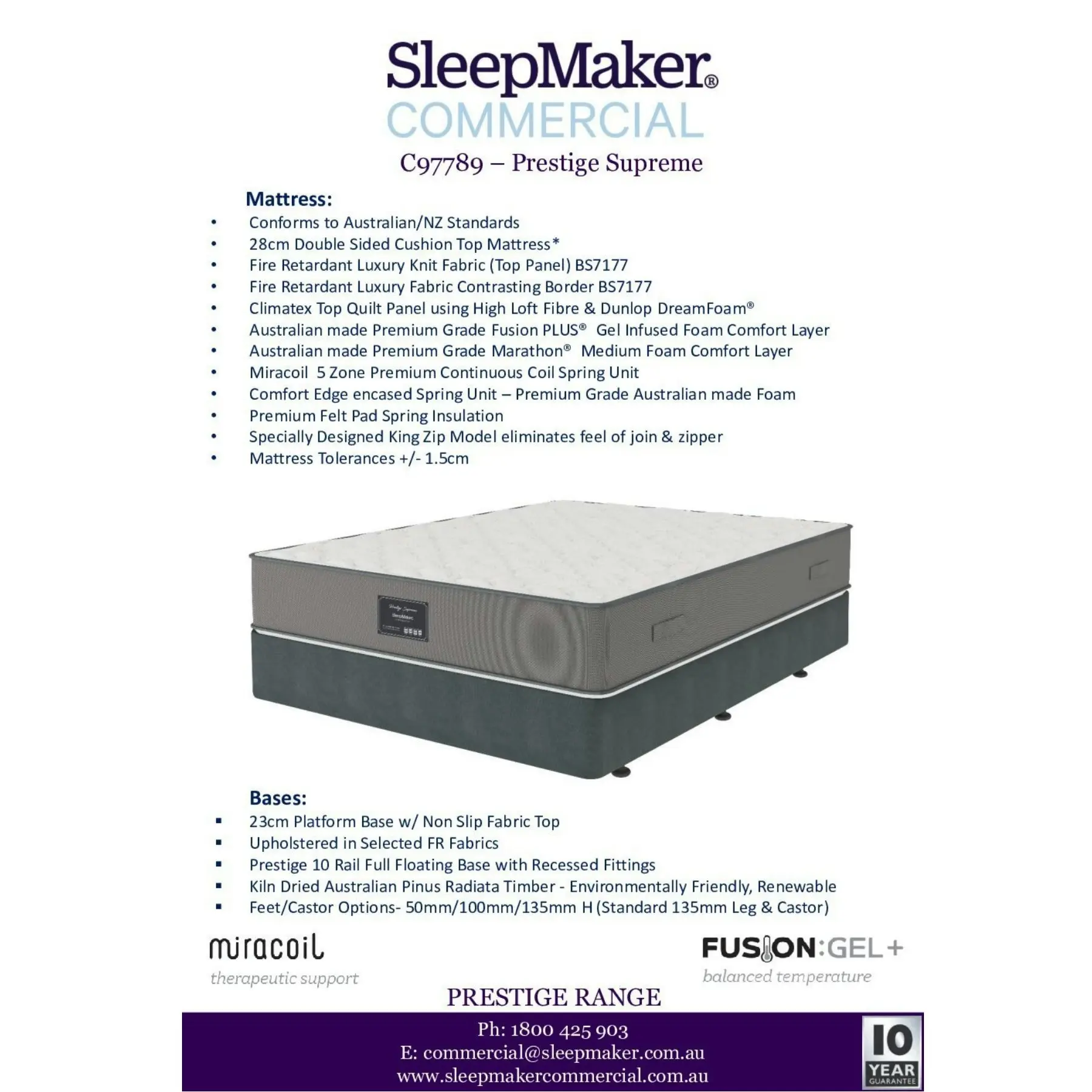 SleepMaker Prestige Supreme Miracoil 5 Zone Double Sided Mattress - Medium