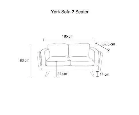 Leatherette Brown York Sofa 2 Seater