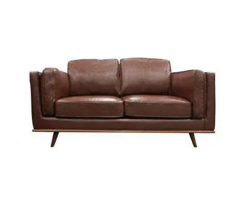 Leatherette Brown York Sofa 2 Seater