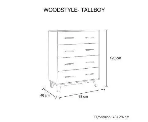 Woodstyle 4 Drawer Tallboy