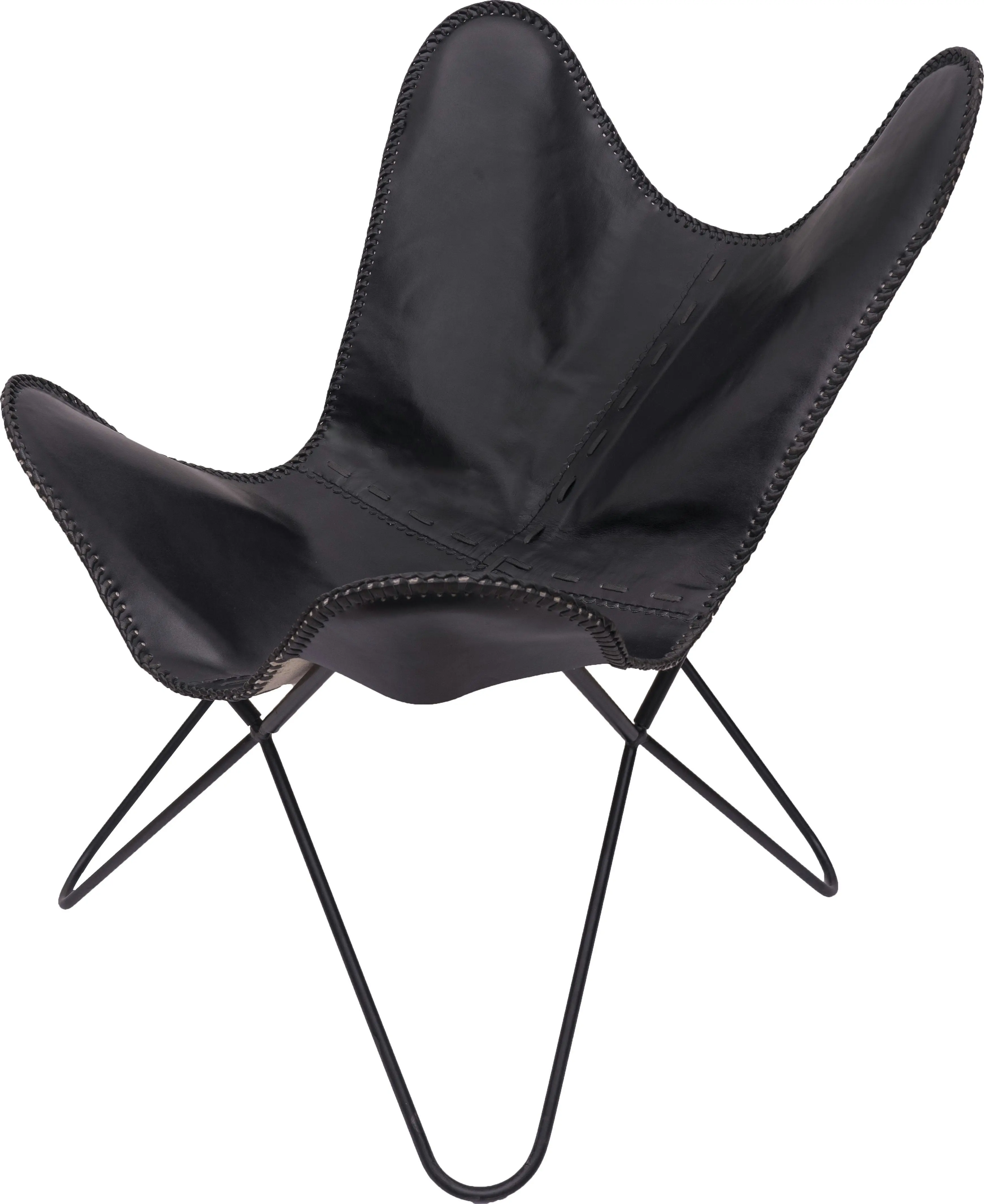 Ava Leather Butterfly Chair CHARCOAL