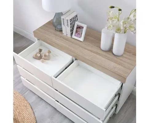 Ashley Coastal White Wooden Chest of 6 Drawers Cabinet