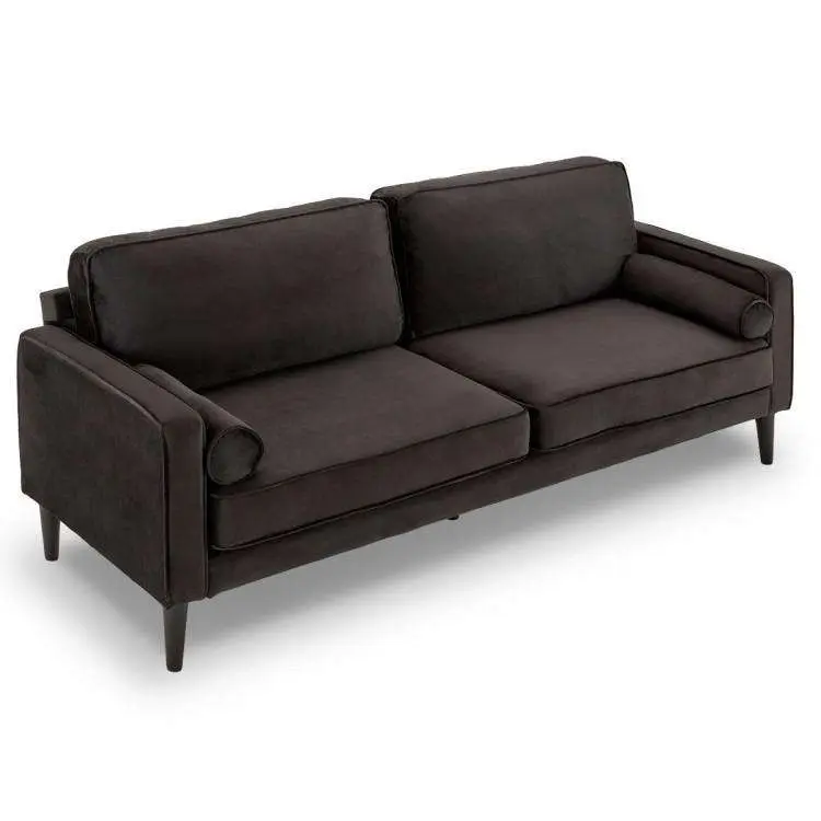 Sarantino 3 Seater Faux Velvet Sofa Bed Couch Furniture Lounge   Black