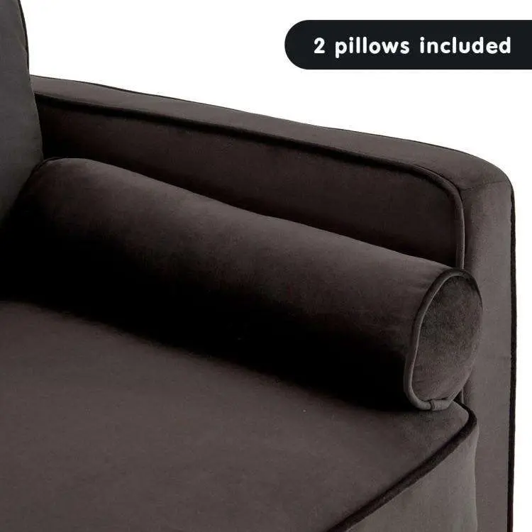 Sarantino 3 Seater Faux Velvet Sofa Bed Couch Furniture Lounge   Black