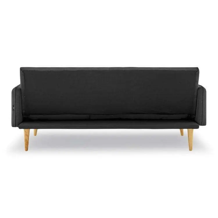 Sarantino 3 Seater Modular Linen Fabric Sofa Bed Couch - Black