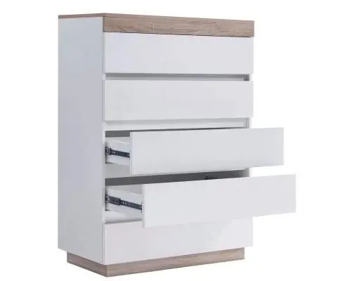 Ashley Coastal White Wooden Chest of 5 Drawers Tallboy