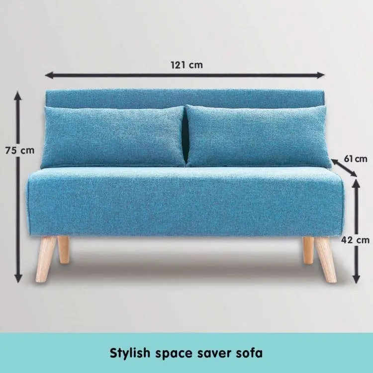 3 Seater Faux Velvet Sofa Bed Couch Furniture   Blue