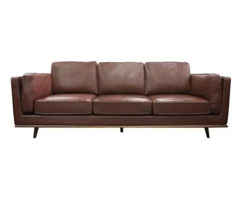 Stylish Leatherette Brown York Sofa  3 Seater