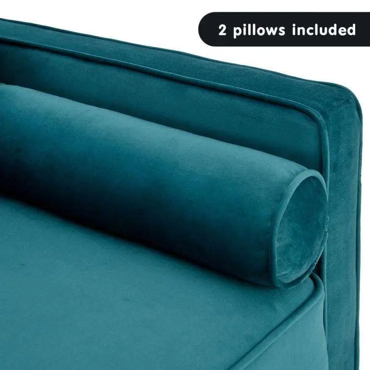 Sarantino Faux Velvet Sofa Bed Couch Furniture Lounge Suite Seat Blue