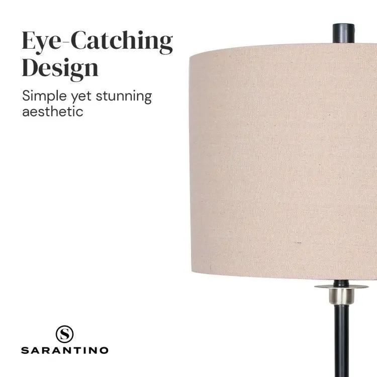 Sarantino Metal Table Lamp With Linen Drum Shade