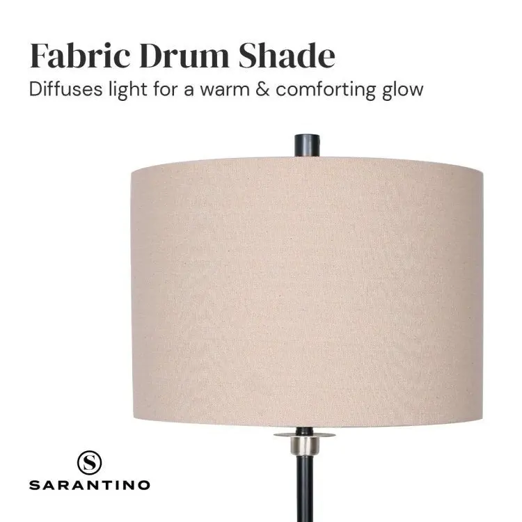 Sarantino Metal Table Lamp With Linen Drum Shade