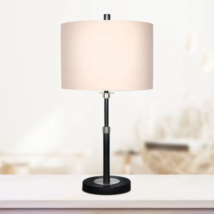 Sarantino Metal Table Lamp With Linen Drum Shade