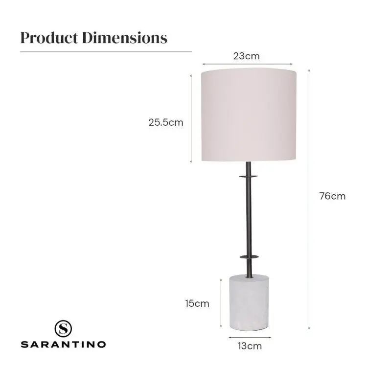 Sarantino Concrete & Metal Table Lamp With Off White Linen Shade