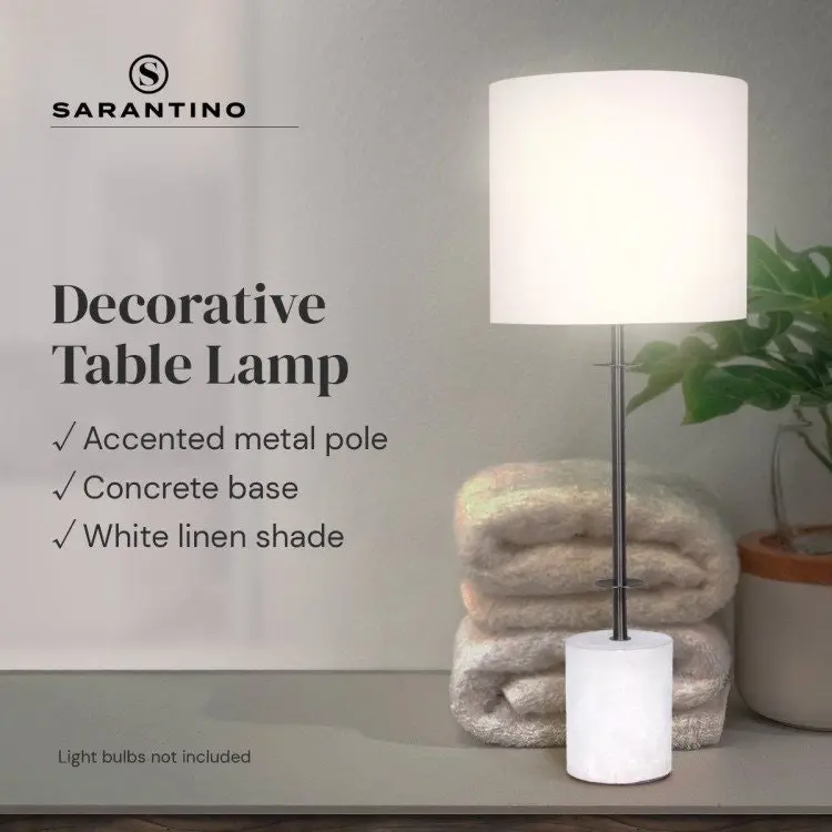 Sarantino Concrete & Metal Table Lamp With Off White Linen Shade