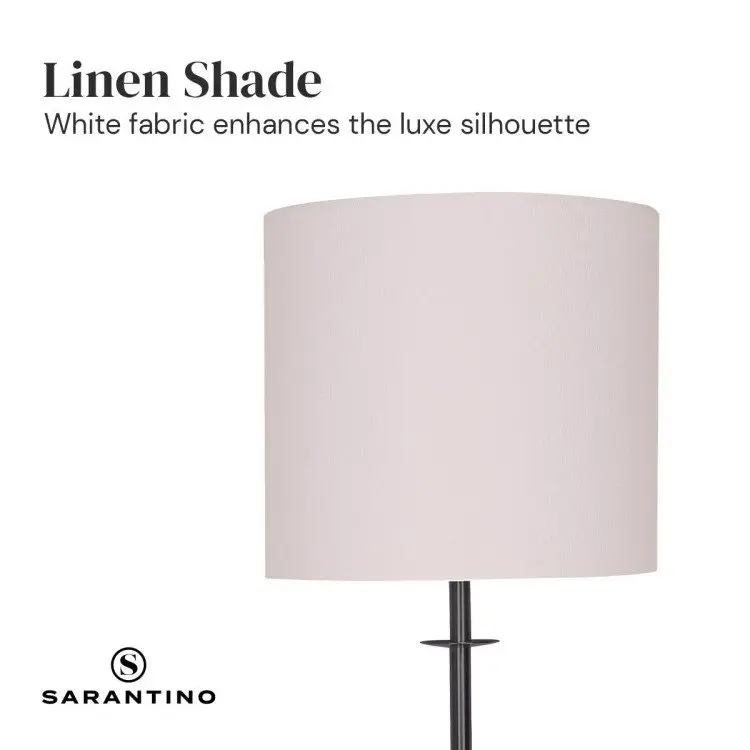 Sarantino Concrete & Metal Table Lamp With Off White Linen Shade