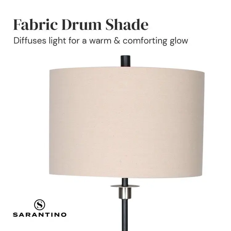 Sarantino Metal Floor Lamp With Cream Drum Shade