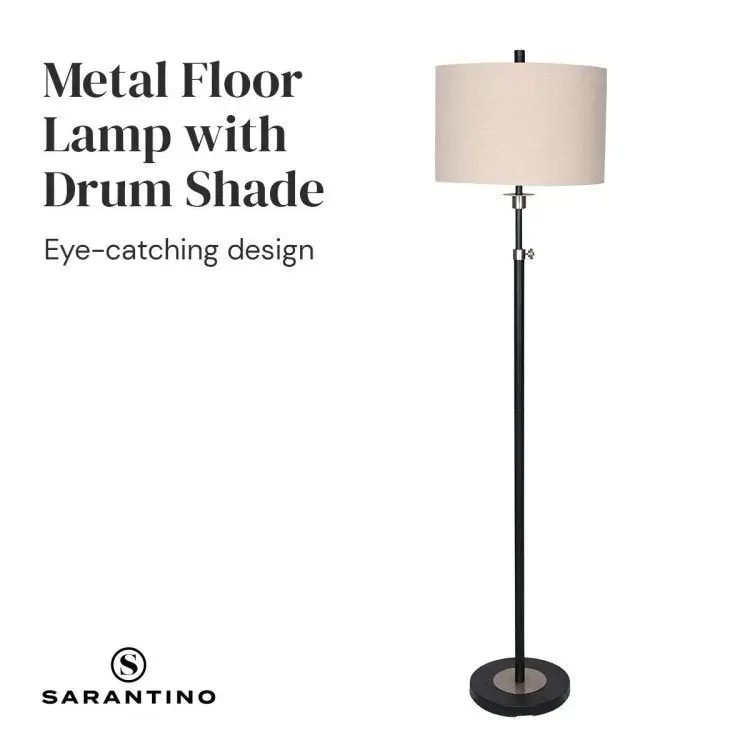 Sarantino Metal Floor Lamp With Cream Drum Shade