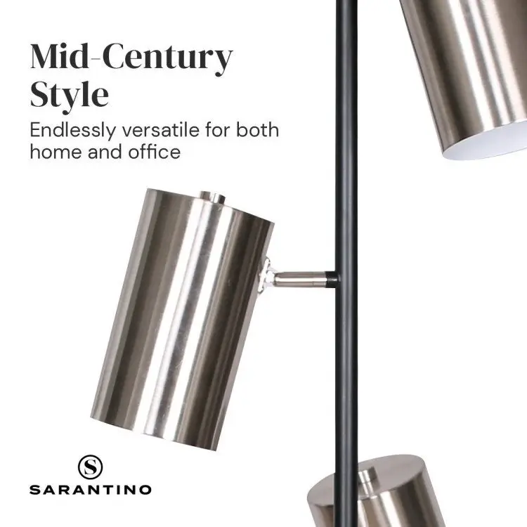 Sarantino 3 Shade Metal Floor Lamp Nickel & Matte Black Finish