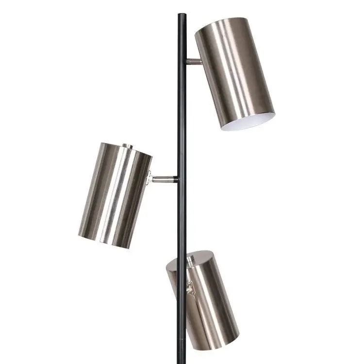 Sarantino 3 Shade Metal Floor Lamp Nickel & Matte Black Finish