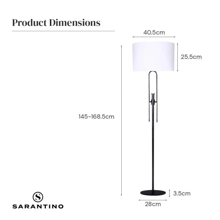 Sarantino Height Adjustable Metal Floor Lamp Matte Black