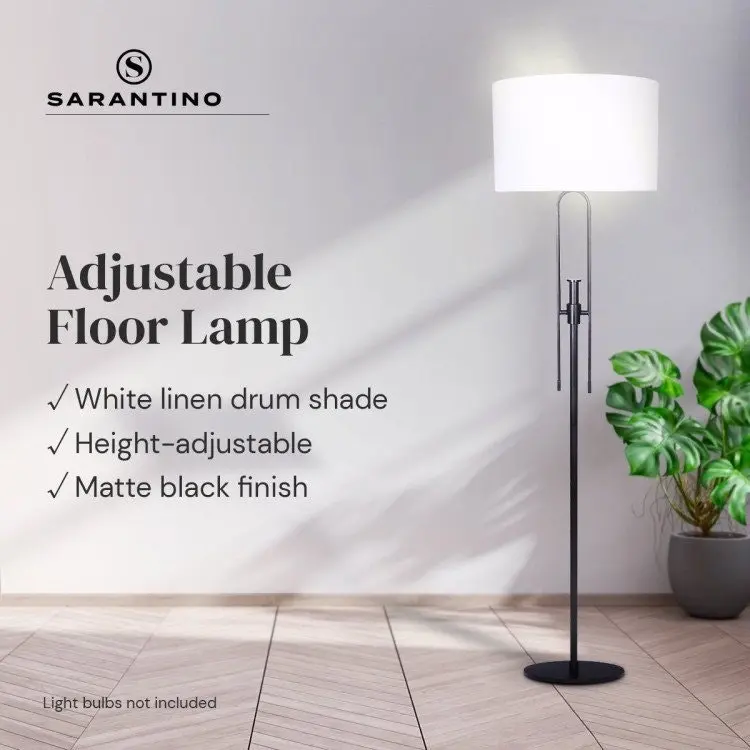 Sarantino Height Adjustable Metal Floor Lamp Matte Black