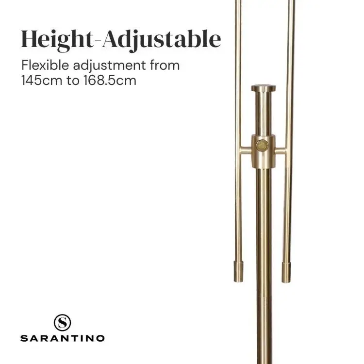 Sarantino Brushed Gold Height Adjustable Metal Floor Lamp