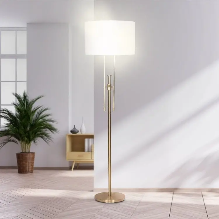 Sarantino Brushed Gold Height Adjustable Metal Floor Lamp