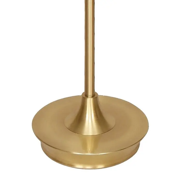 Sarantino Metal Floor Lamp In Brushed Brass Finish Black Linen Shade