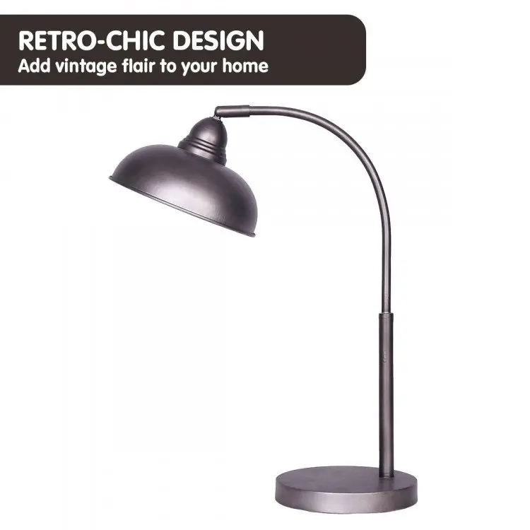 Sarantino Metal Desk Lamp In Dark Grey Finish