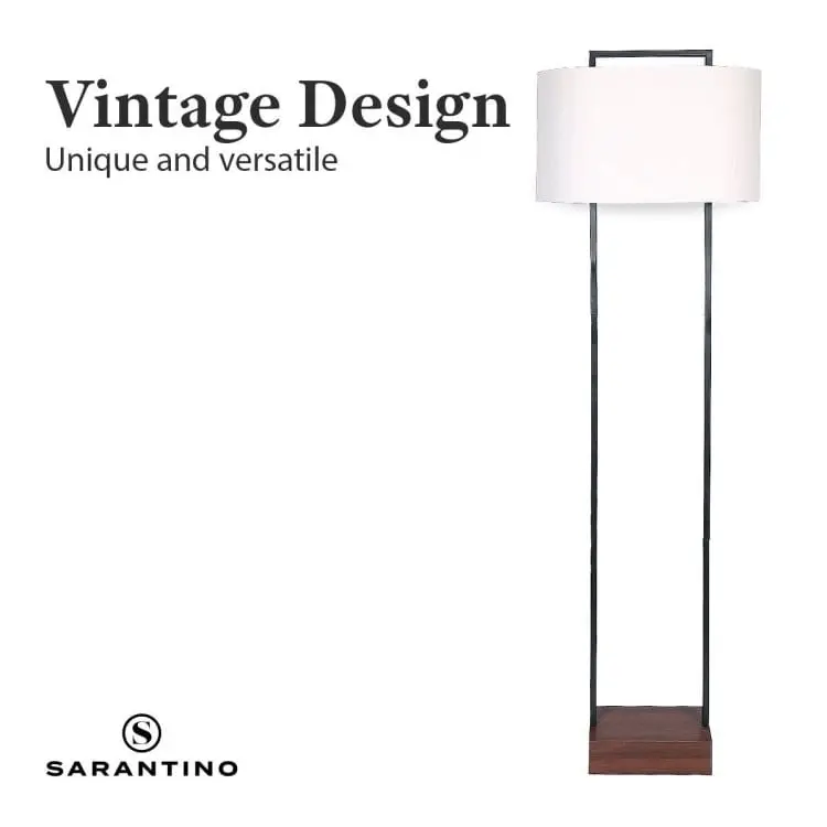 Sarantino Wood Floor Lamp In Cherry Finish