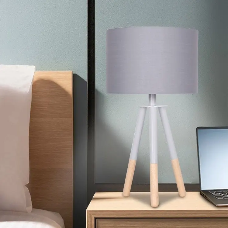 Sarantino Tripod Desk Lamp In Metal & Wood Nordic Minimalist Light