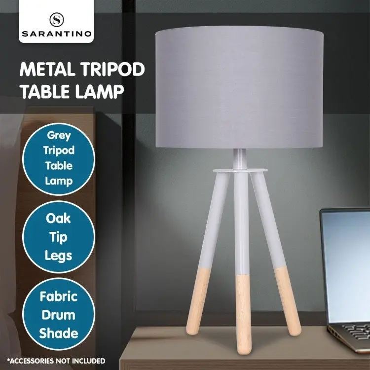 Sarantino Tripod Desk Lamp In Metal & Wood Nordic Minimalist Light