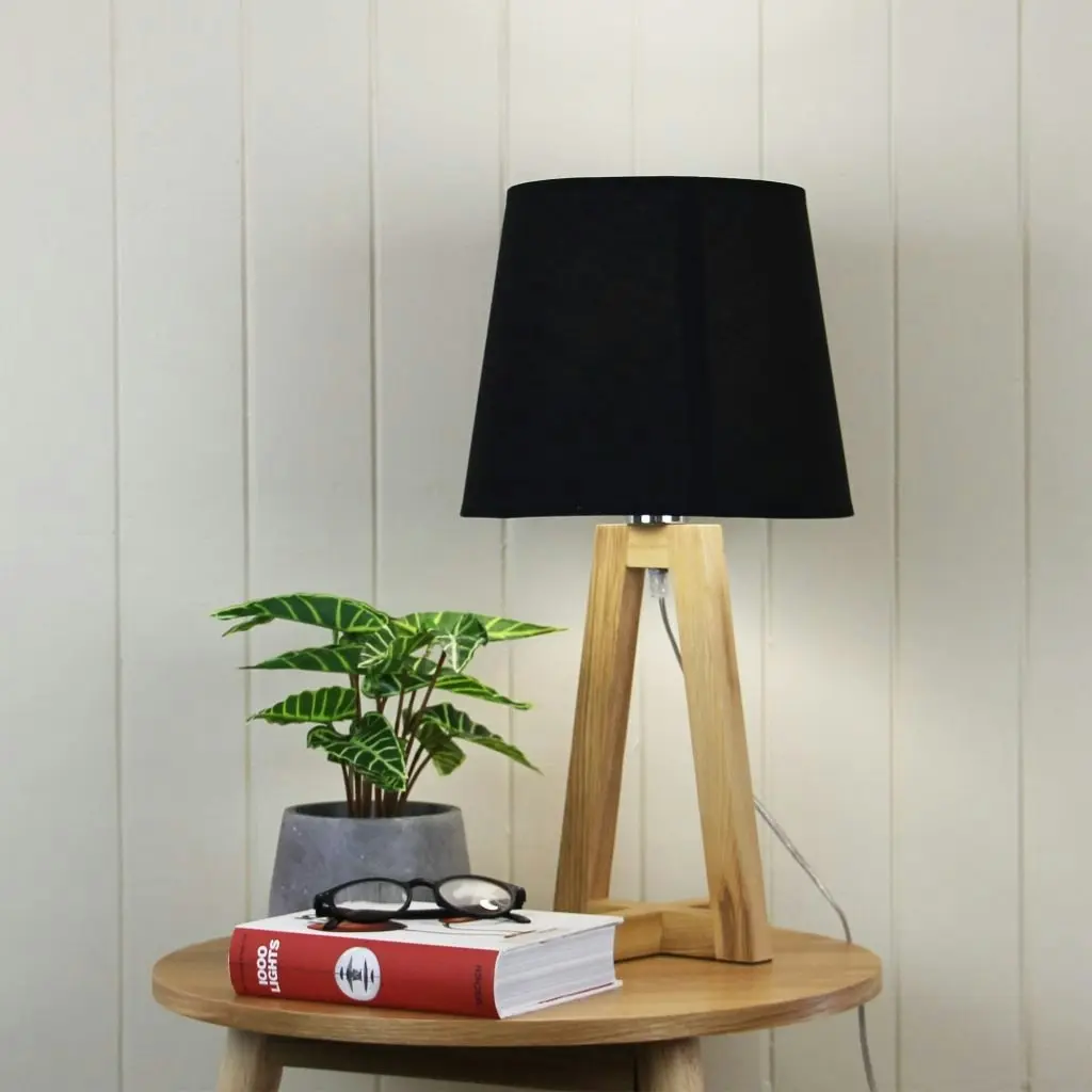 EDRA TABLE LAMP Black Scandi Table Lamp with Black Cotton Shade