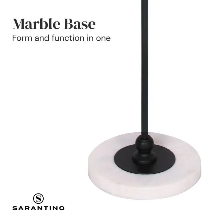 Sarantino Metal Floor Lamp With Marble Base & Off White Shade