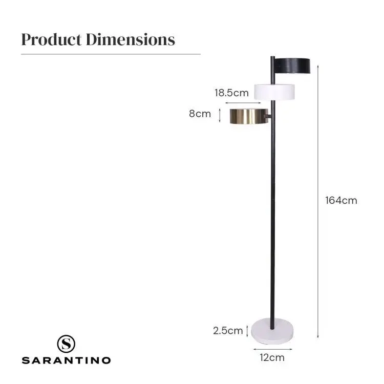 Sarantino 3 Shade Metal Floor Lamp